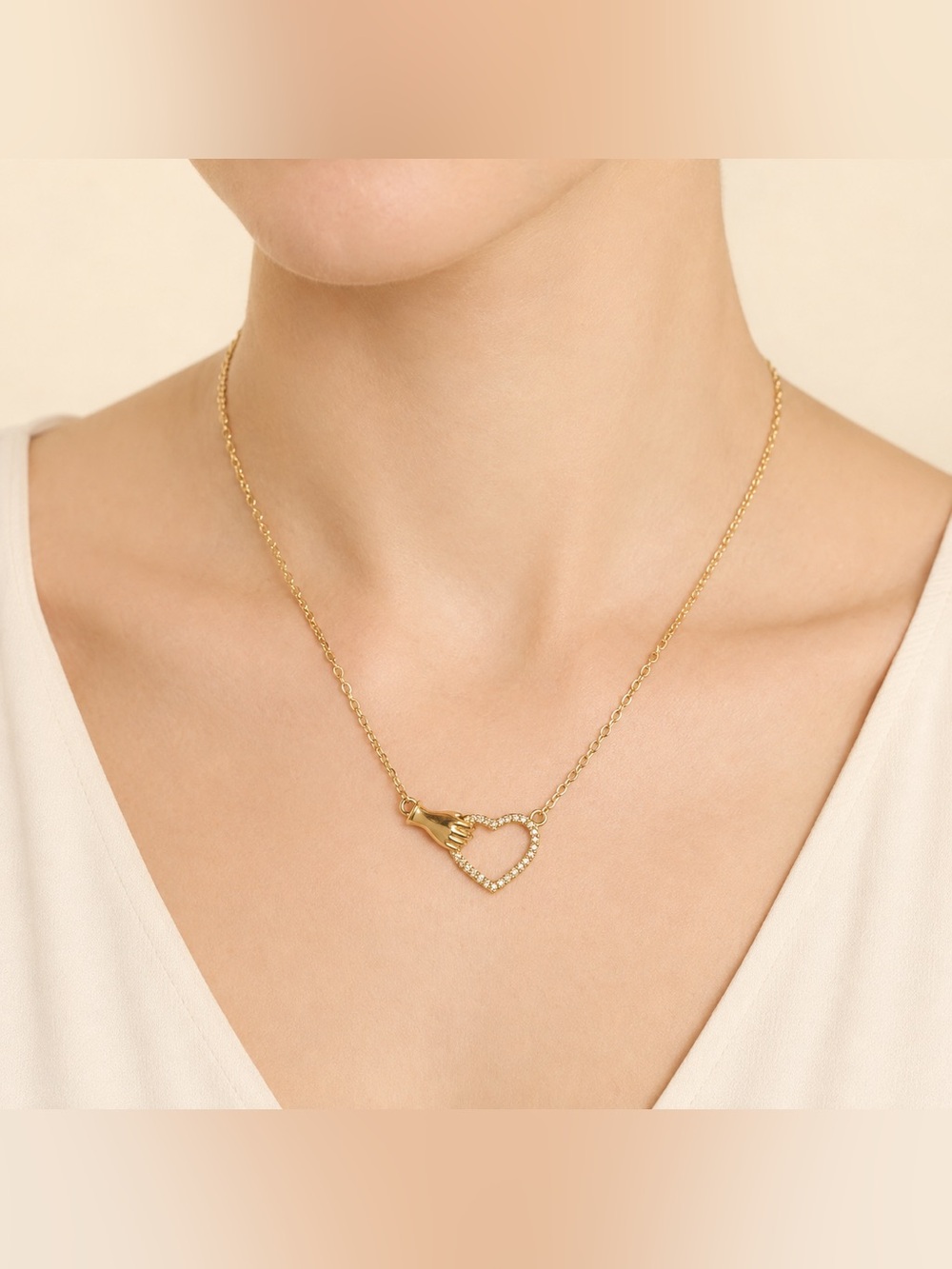 Elegant Gold Heart Necklace steel